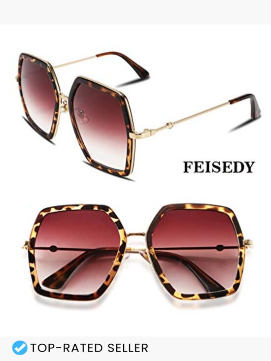 Women Large Hexagon Sunglasses Oversized Geometric Frame UV400